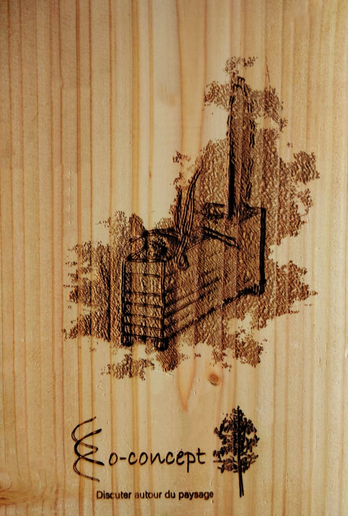 jardinière Co-Concept gravure sur bois